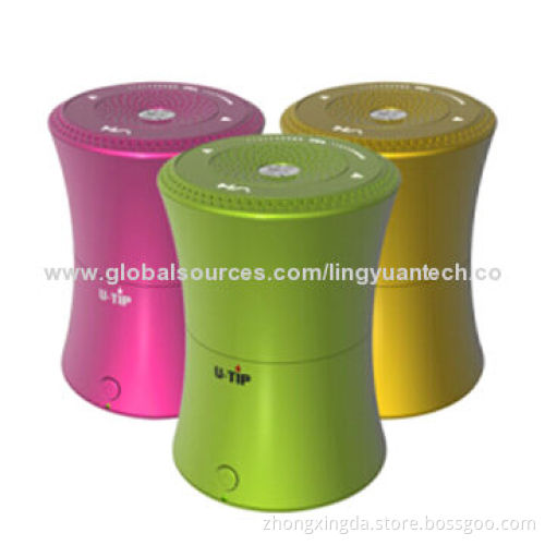 Round Mini Stereo Speakers with Touch Control, TF Card, Measures 100 x 70.5 x 70.5mm